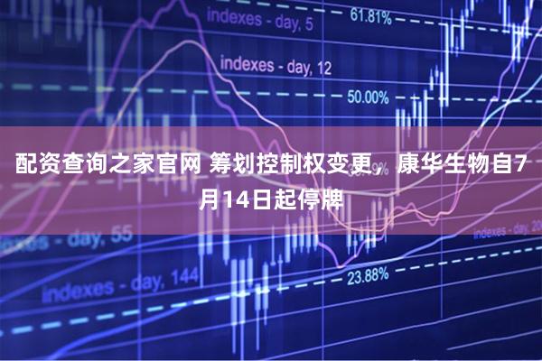 配资查询之家官网 筹划控制权变更，康华生物自7月14日起停牌